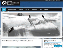 Tablet Screenshot of coresnowboardcamps.com